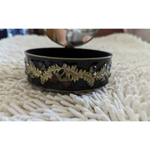 Round mirrored trinket box with autumn theme - Picture 5 of 11